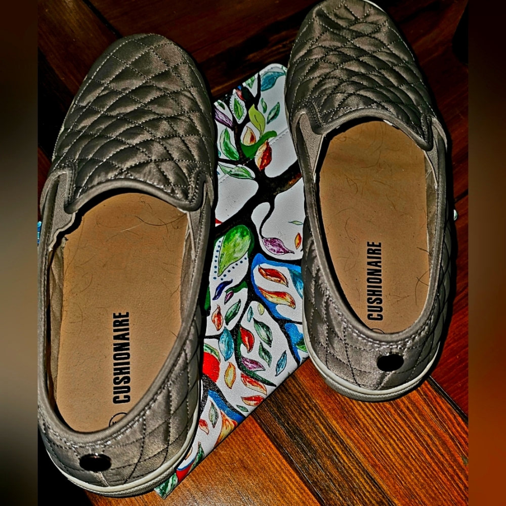 Cushionare slide on shoes taupe